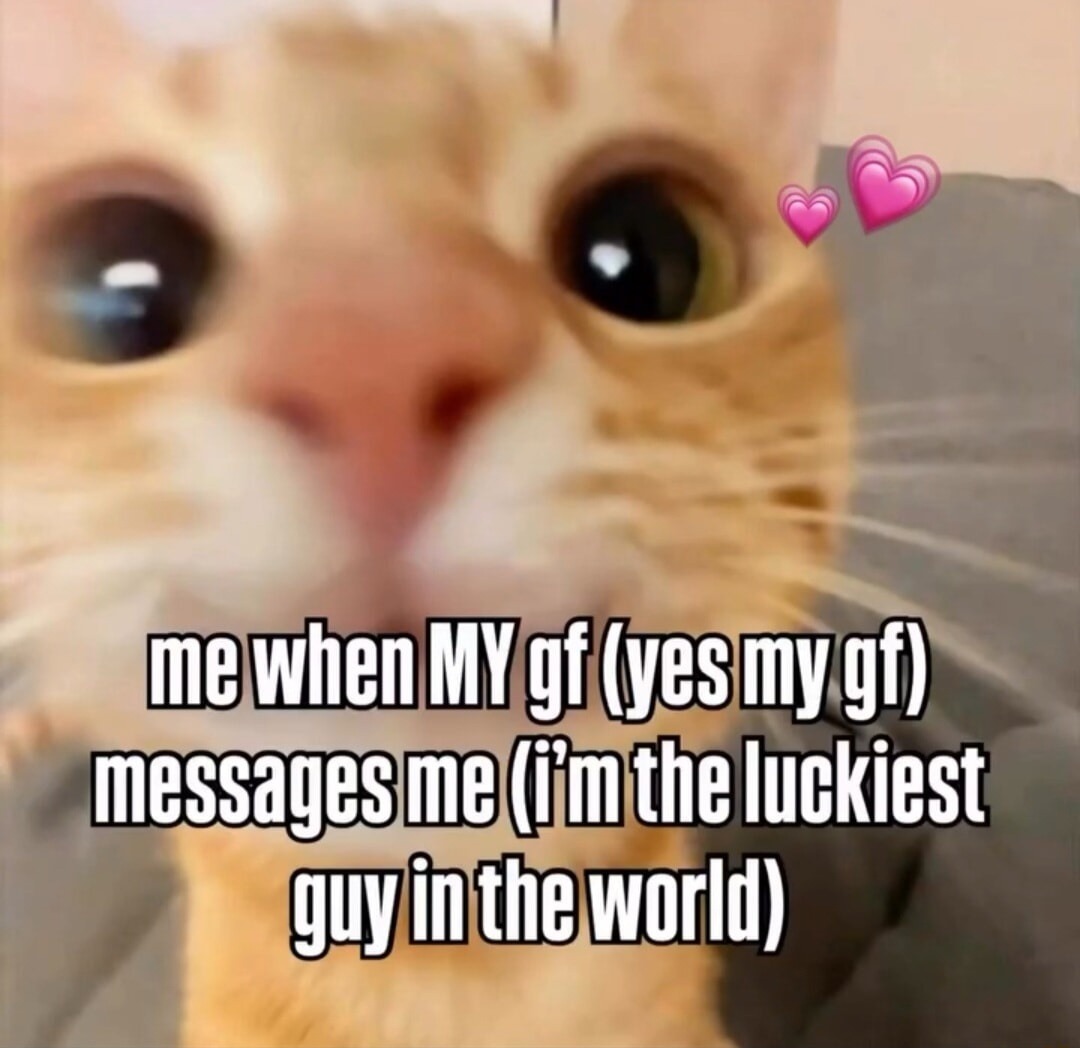 me when MY gf (yes my gf) messages me (i'm the luckiest guy in the world)