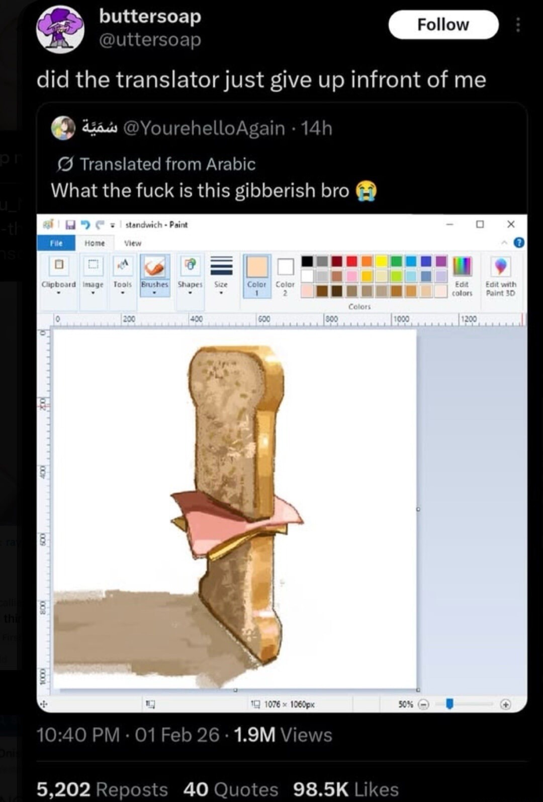 did the translator just give up infront of me What the fuck is this gibberish bro