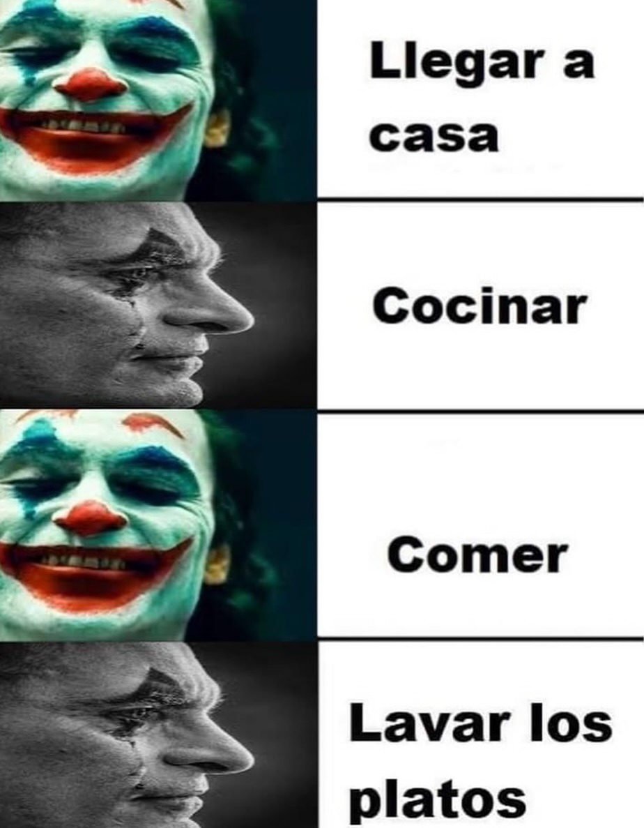 Llegar a casa
Cocinar
Comer
Lavar los platos
