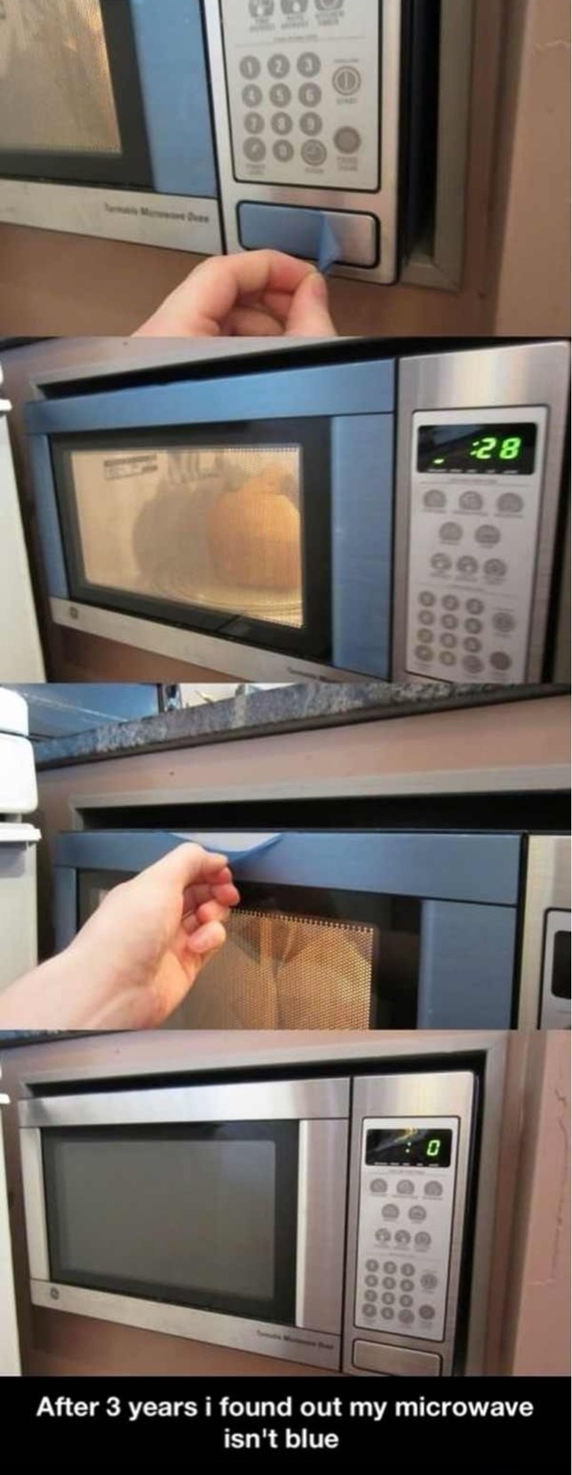After 3 years i found out my microwave isn't blue