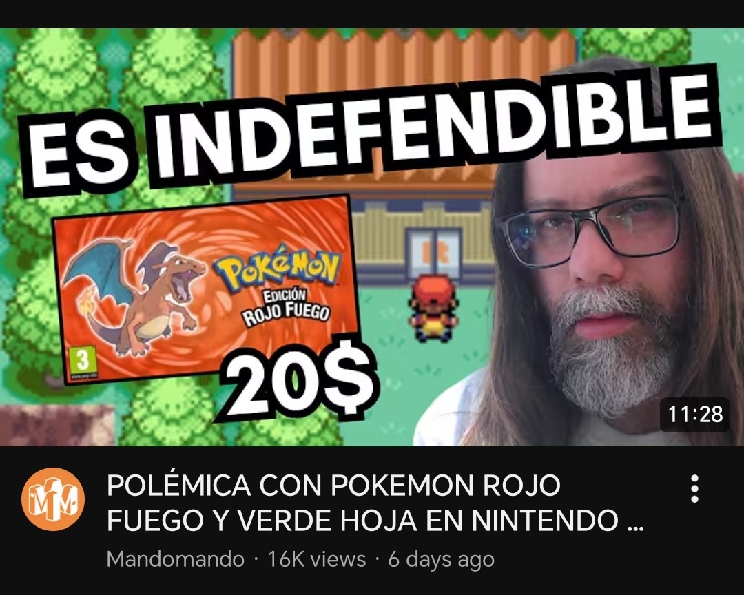 ES INDEFENDIBLE
POKÉMON EDICION ROJO FUEGO
20$
POLÉMICA CON POKEMON ROJO FUEGO Y VERDE HOJA EN NINTENDO …