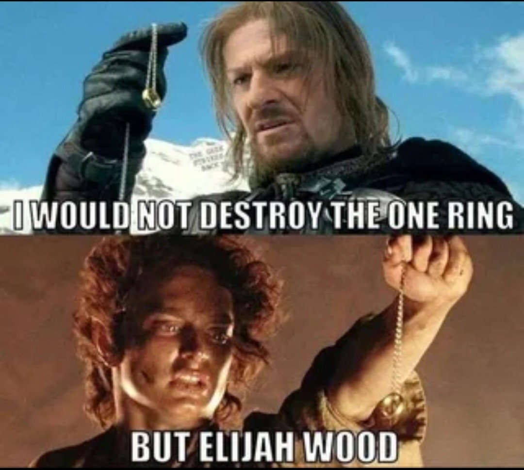 I would not destroy the one ring
But Elijah Wood
