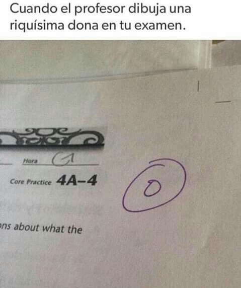 Cuando el profesor dibuja una riquísima dona en tu examen.