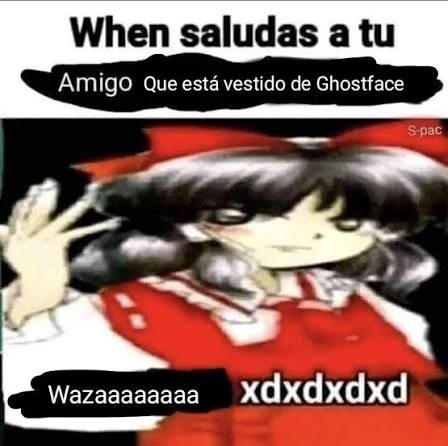 When saludas a tu Amigo Que está vestido de Ghostface Wazaaaaaaa xdxdxdx