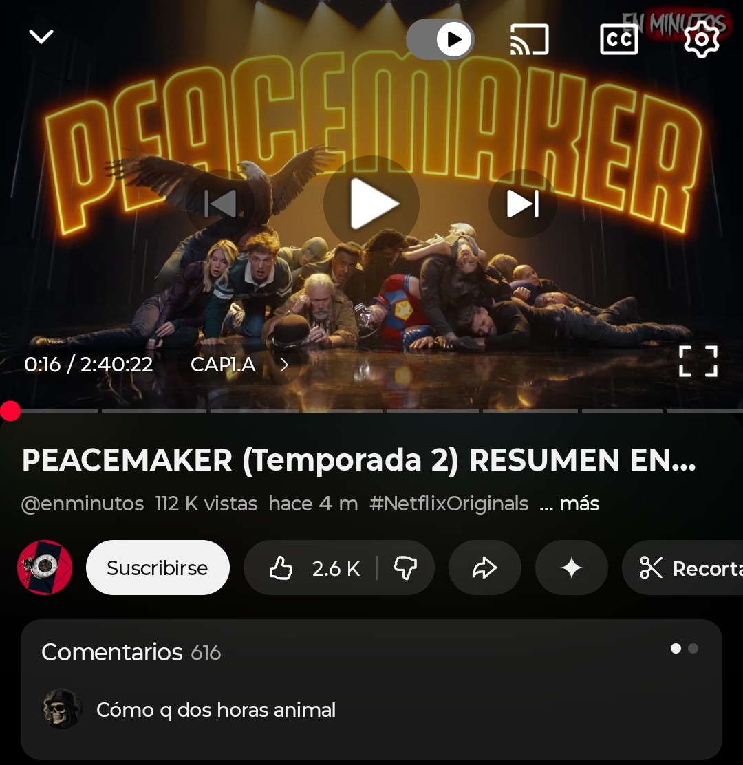 PEACEMAKER (Temporada 2) RESUMEN EN... @enminutos 112 K vistas hace 4 m #NetflixOriginals ... Suscribirse 2.6 K 