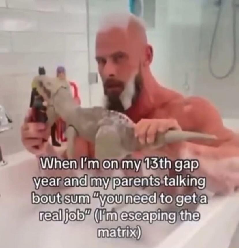 When I'm on my 13th gap year and my parents talking bout sum 