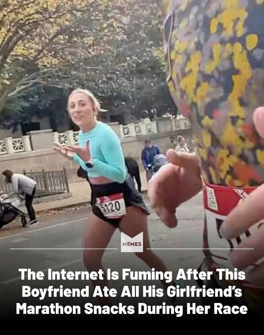 The Internet Is Fuming After This Boyfriend Ate All His Girlfriend’s Marathon Snacks During Her Race