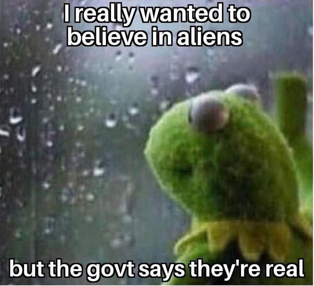 I really wanted to believe in aliens but the govt says they're real