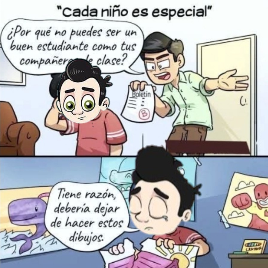 Cada niño es especial
¿Por qué no puedes ser un buen estudiante como tus compañeros de clase?
Boletín
Tiene razón, debería dejar de hacer estos dibujos.