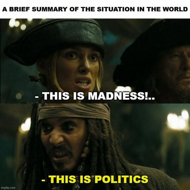 A BRIEF SUMMARY OF THE SITUATION IN THE WORLD
- THIS IS MADNESS!..
- THIS IS POLITICS