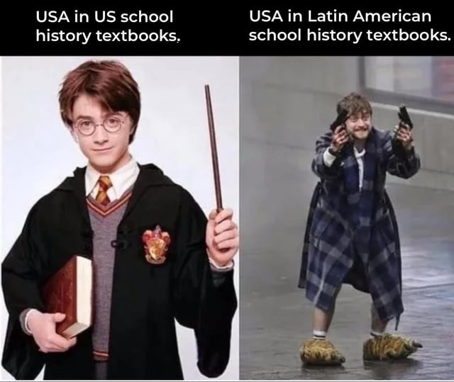 USA in US school history textbooks, USA in Latin American school history textbooks.