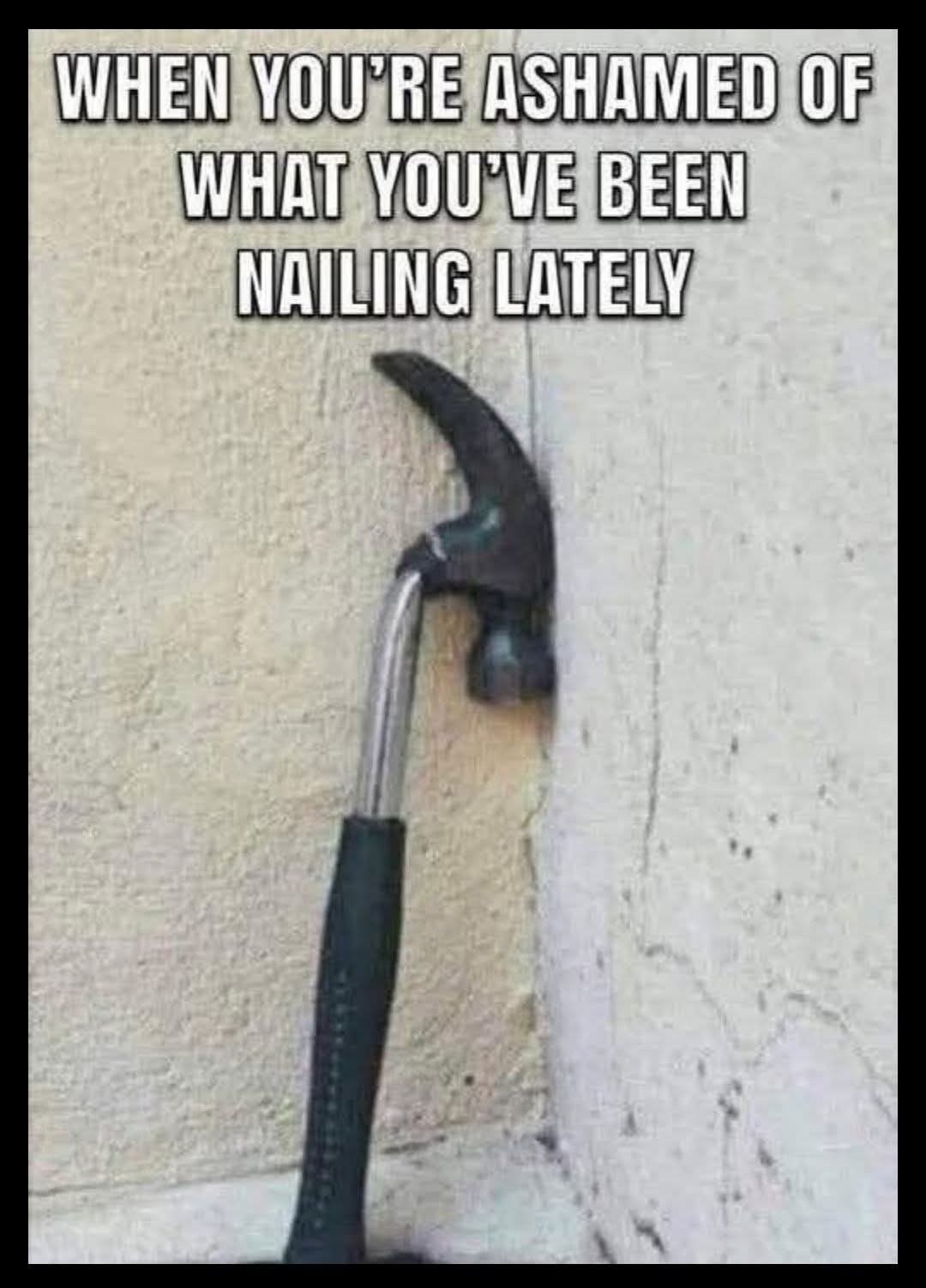 WHEN YOU'RE ASHAMED OF WHAT YOU'VE BEEN NAILING LATELY