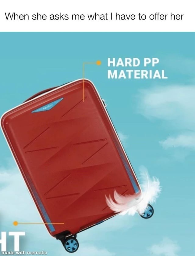 When she asks me what I have to offer her HARD PP MATERIAL