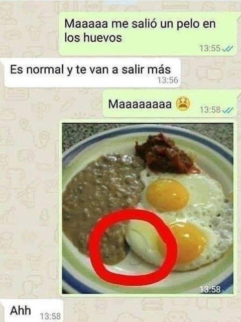 Maaaa me salió un pelo en los huevos
Es normal y te van a salir más
Maaaaaaa 😣