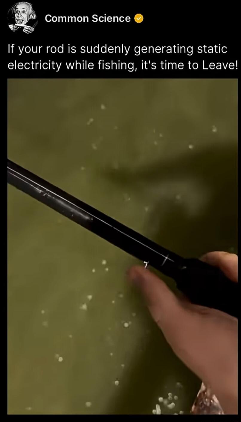 If your rod is suddenly generating static electricity while fishing, it's time to Leave!