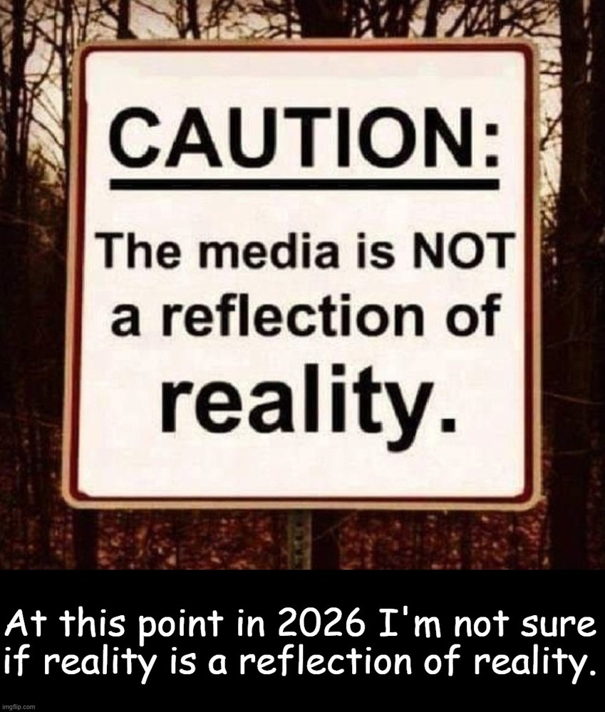 CAUTION: The media is NOT a reflection of reality. At this point in 2026 I'm not sure if reality is a reflection of reality.