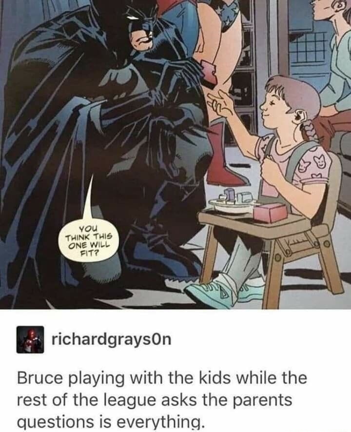 You think this one will fit? richardgrays0n Bruce playing with the kids while the rest of the league asks the parents questions is everything.