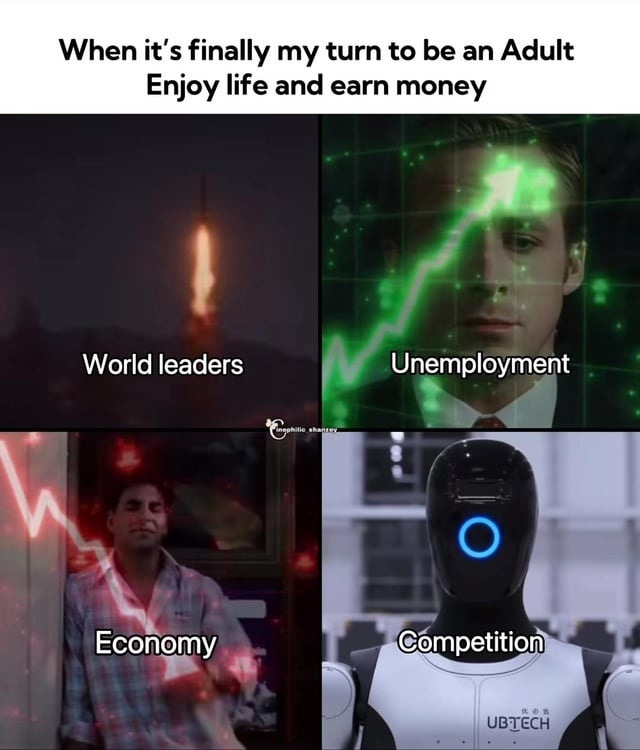 When it’s finally my turn to be an Adult Enjoy life and earn money
World leaders
Unemployment
Economy
Competition