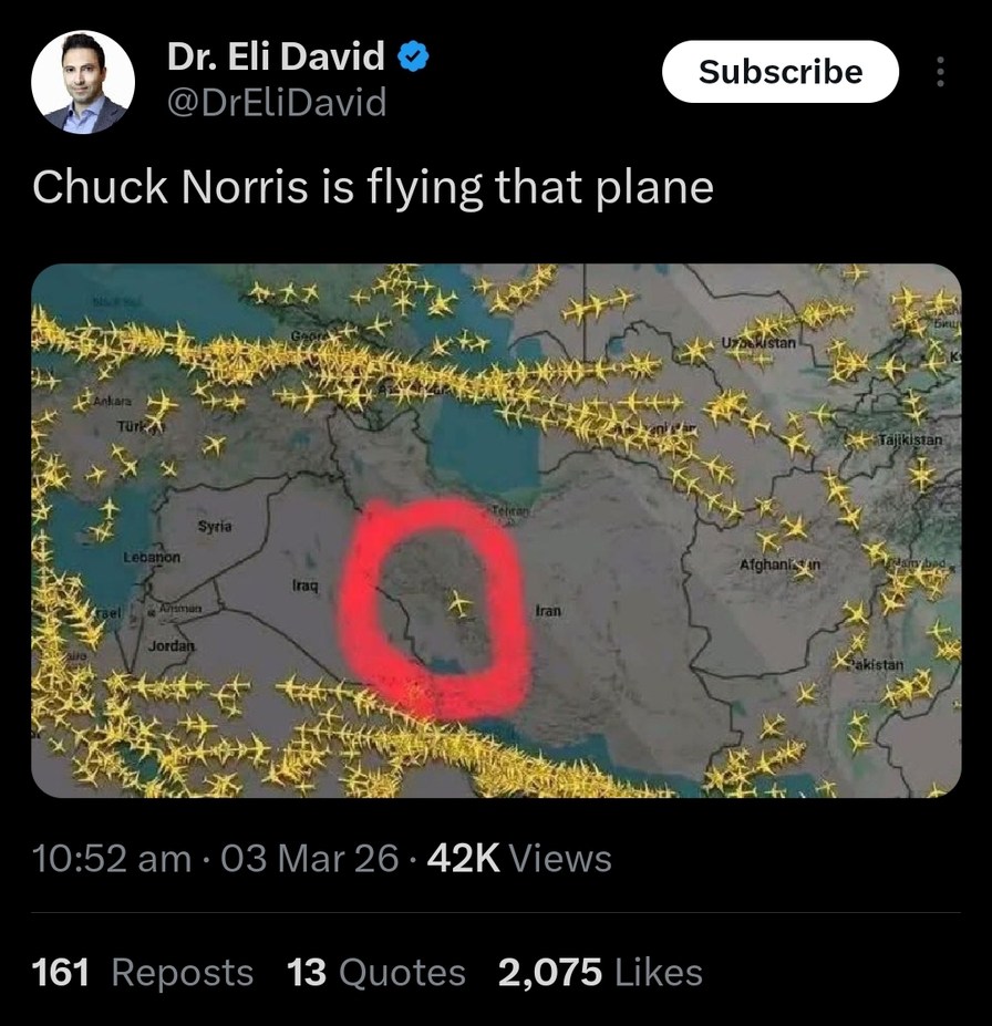 Chuck Norris is flying that plane
