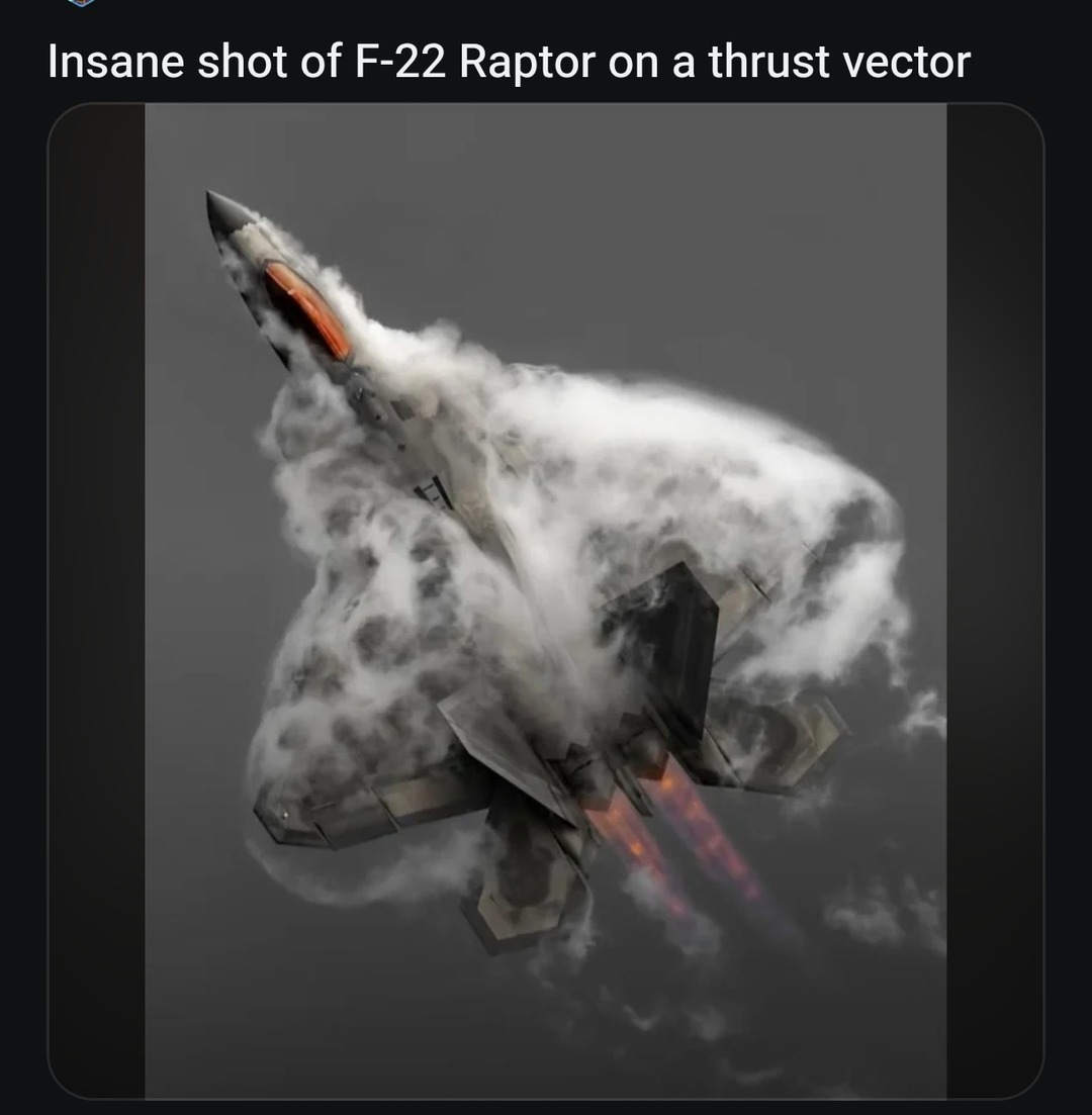 Insane shot of F-22 Raptor on a thrust vector