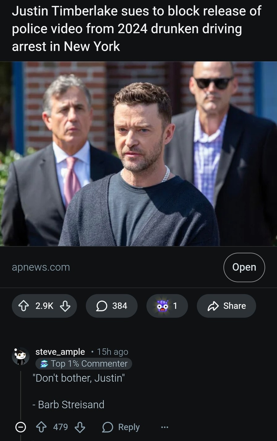 Justin Timberlake sues to block release of police video from 2024 drunken driving arrest in New York

apnews.com

