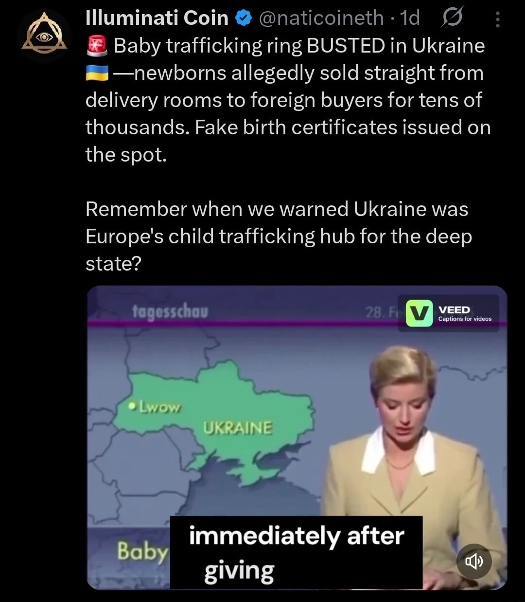 Baby trafficking ring BUSTED in Ukraine — newborns allegedly sold straight from delivery rooms to foreign buyers for tens of thousands. Fake birth certificates issued on the spot. Remember when we warned Ukraine was Europe's child trafficking hub for the deep state?
