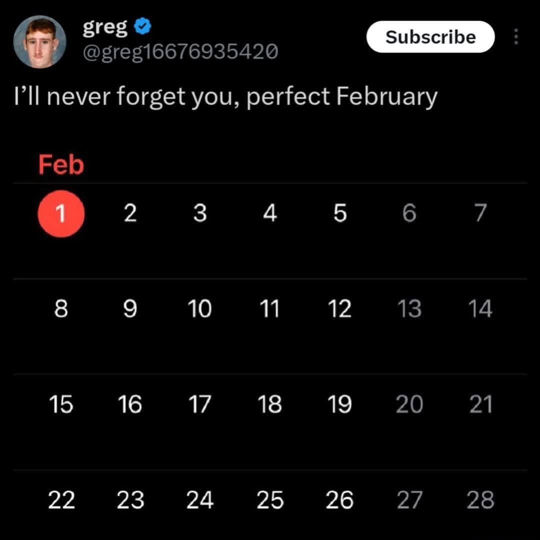 I’ll never forget you, perfect February
Feb