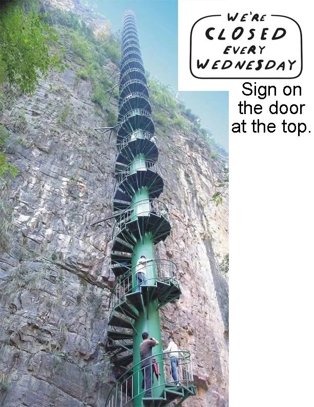 We're closed every Wednesday. Sign on the door at the top.