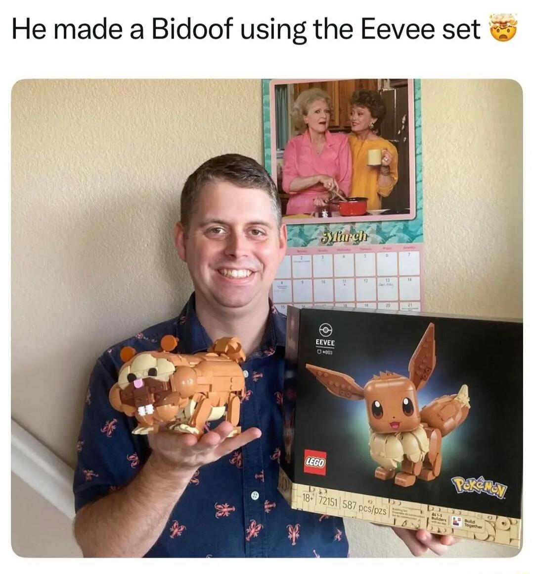 He made a Bidoof using the Eevee set 🥳