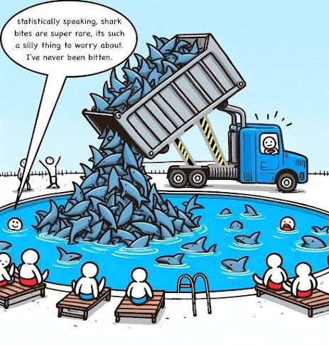 statistically speaking, shark bites are super rare, its such a silly thing to worry about. I've never been bitten.