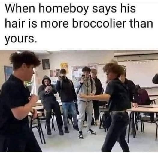 When homeboy says his hair is more broccoliier than yours.