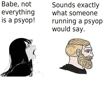 Babe, not everything is a psyop! Sounds exactly what someone running a psyop would say.