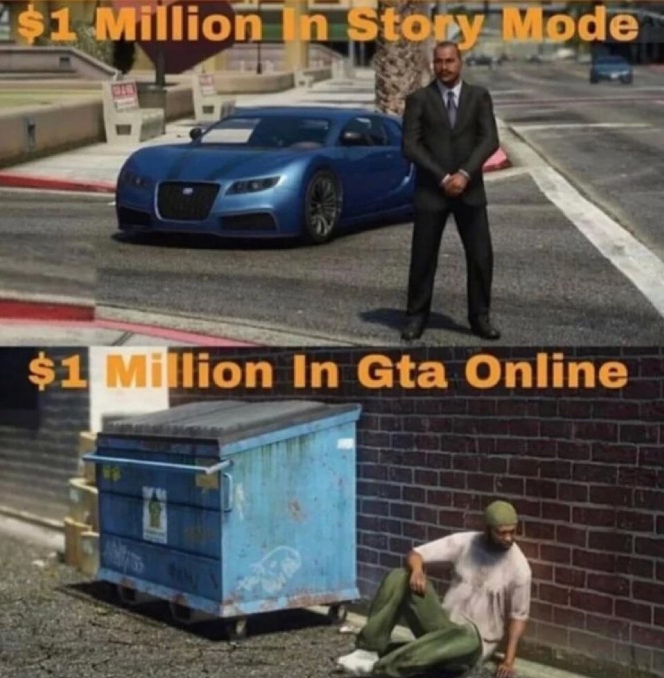$1 Million In Story Mode
$1 Million In GTA Online