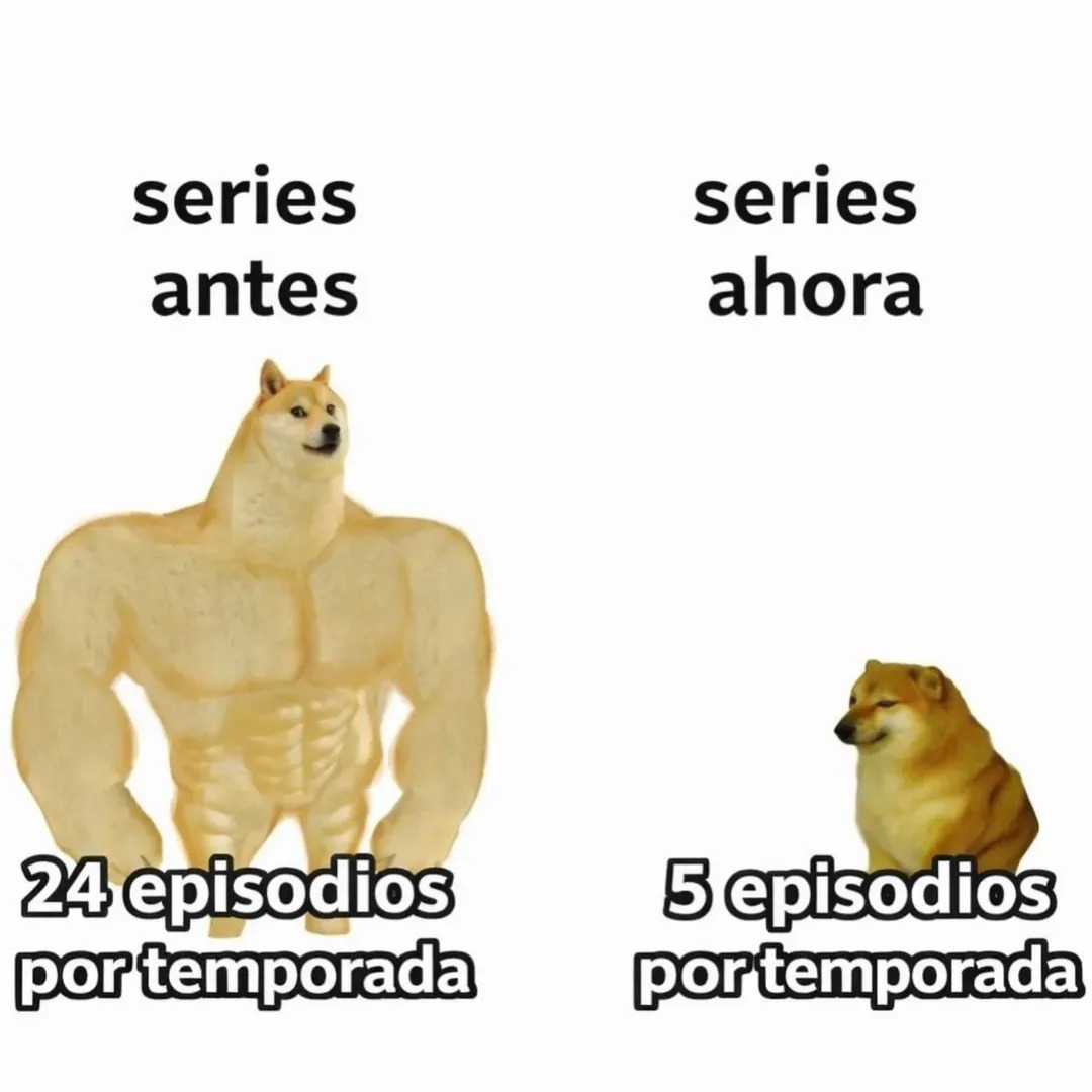 series antes
24 episodios por temporada
series ahora
5 episodios por temporada