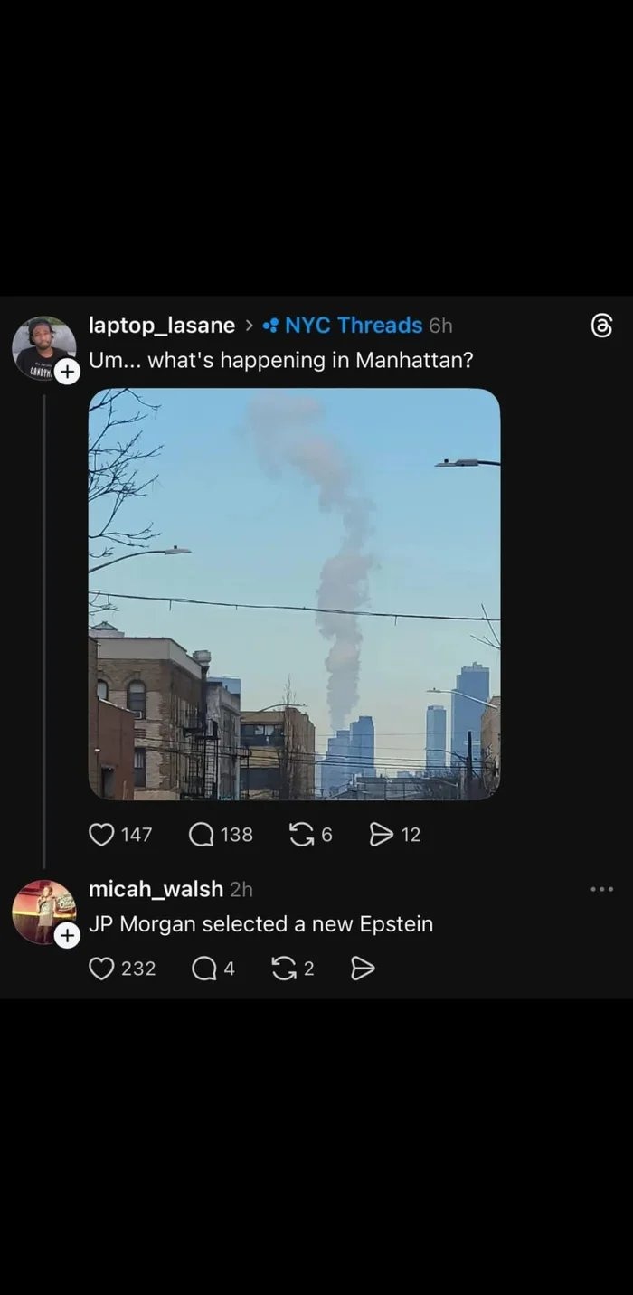 Um... what's happening in Manhattan?

JP Morgan selected a new Epstein