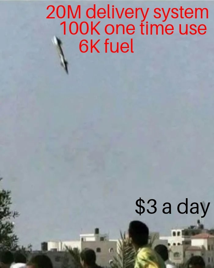 20M delivery system 100K one time use 6K fuel
$3 a day