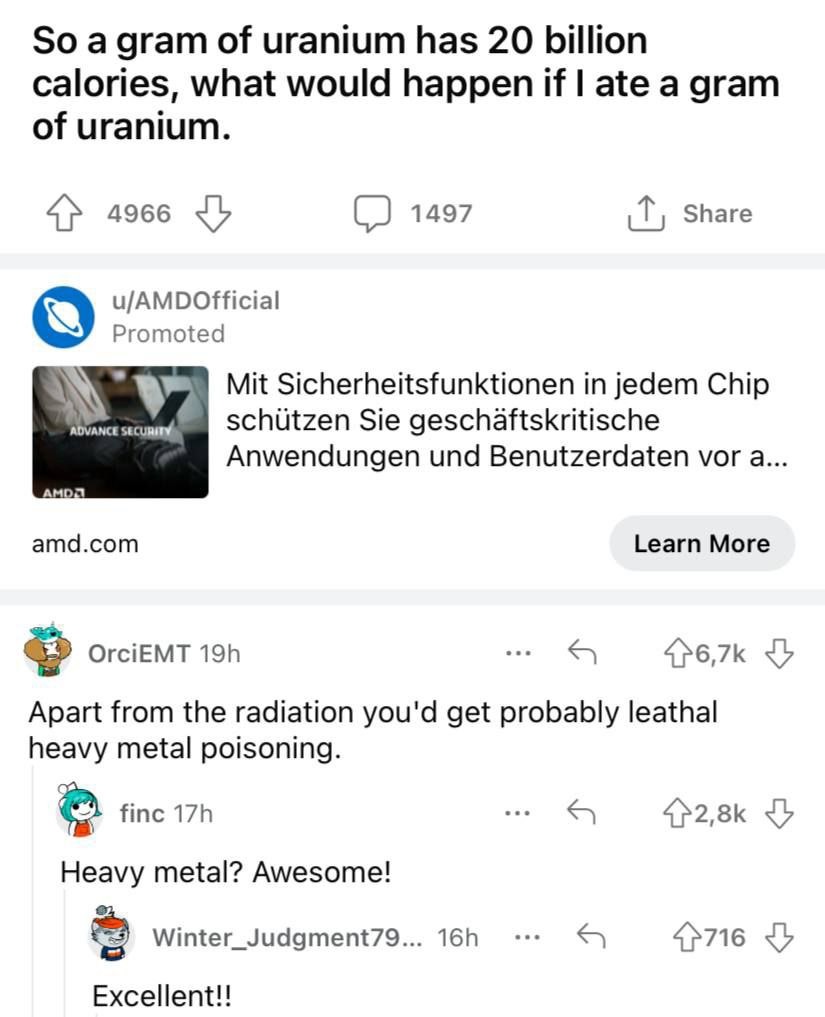 So a gram of uranium has 20 billion calories, what would happen if I ate a gram of uranium.