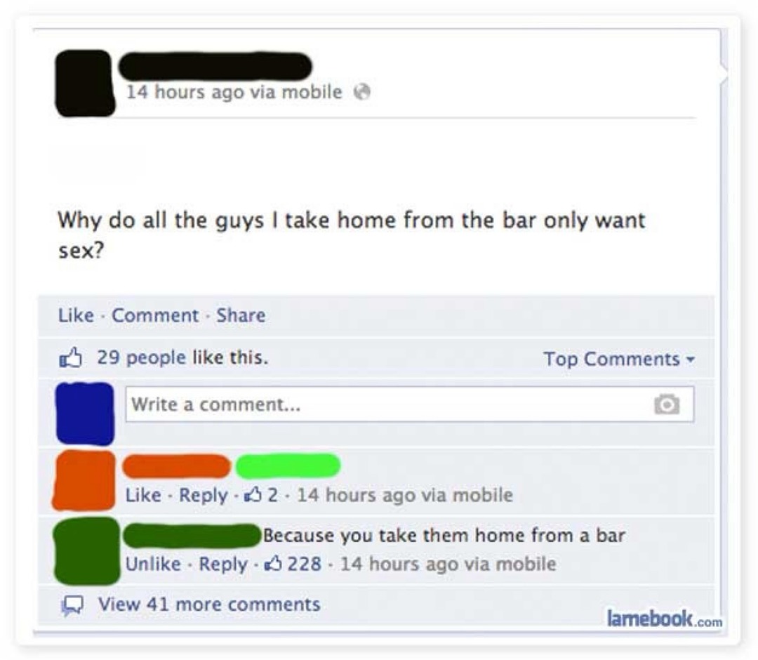 Why do all the guys I take home from the bar only want sex?