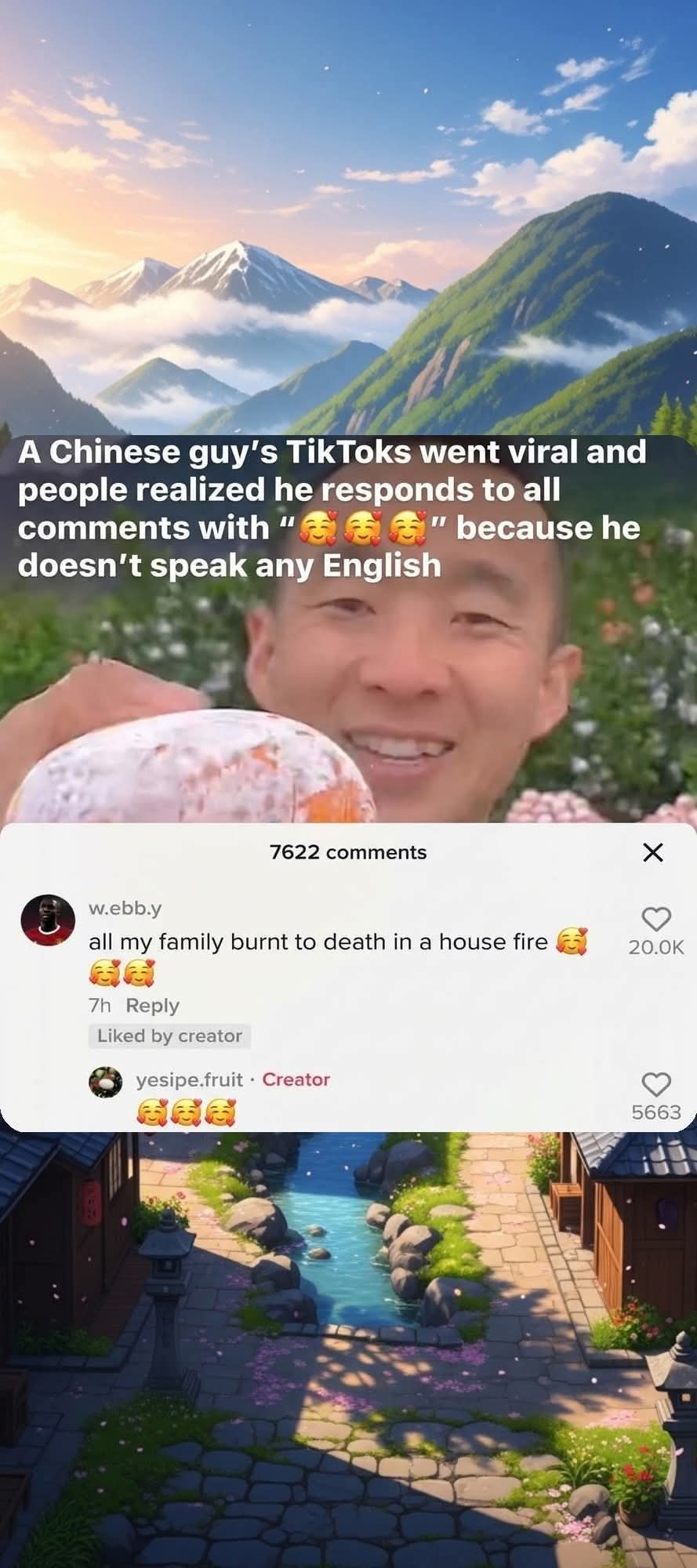 A Chinese guy's TikToks went viral and people realized he responds to all comments with 