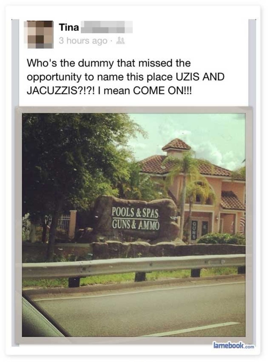 Who's the dummy that missed the opportunity to name this place UZIS AND JACUZZIS?!?I mean COME ON!!!