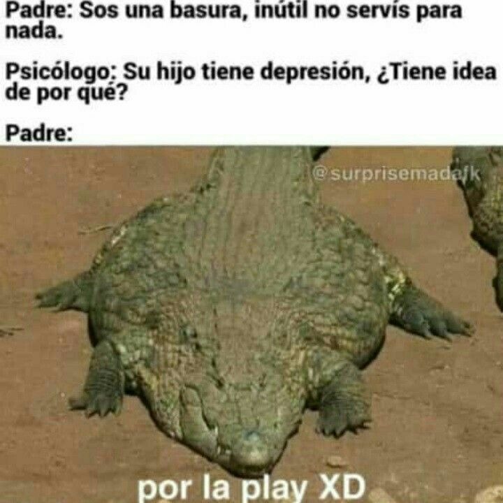 Padre: Sos una basura, inútil no servís para nada. Psicólogo: Su hijo tiene depresión, ¿Tiene idea de por qué? Padre: por la play XD