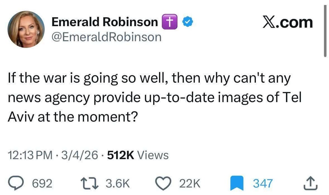 If the war is going so well, then why can't any news agency provide up-to-date images of Tel Aviv at the moment?