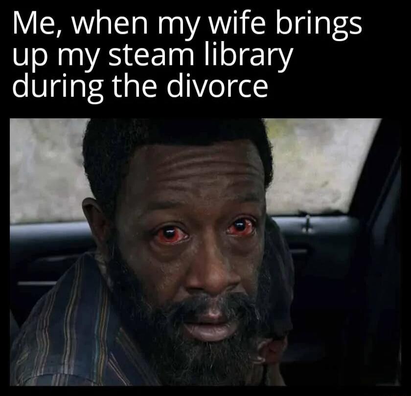 Me, when my wife brings up my steam library during the divorce