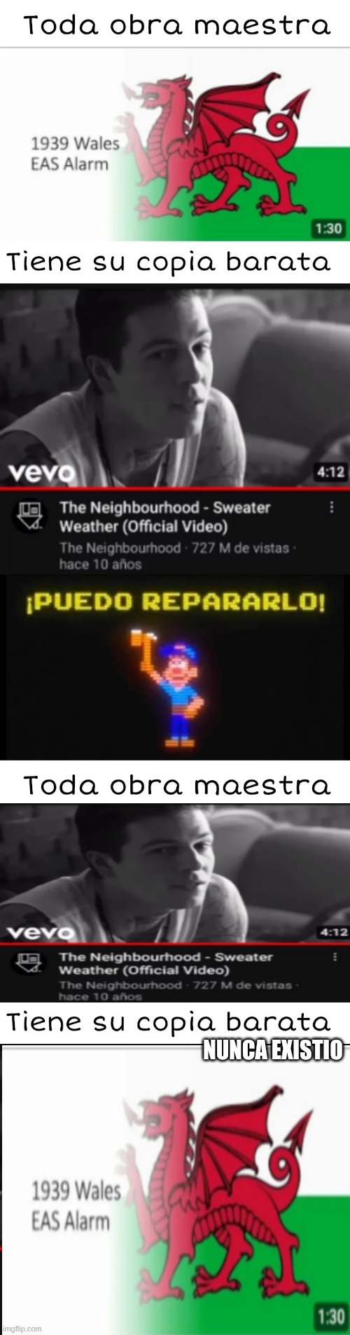 Toda obra maestra
1939 Wales
EAS Alarm
Tiene su copia barata
vevo
The Neighbourhood - Sweater
Weather (Official Video)
The Neighbourhood 727 M de vistas
hace 10 años
¡PUEDO REPARARLO!
Toda obra maestra
vevo
The Neighbourhood - Sweater
Weather (Official Video)
The Neighbourhood 727 M de vistas
hace 10 años
Tiene su copia barata
NUNCA EXISTIO
1939 Wa