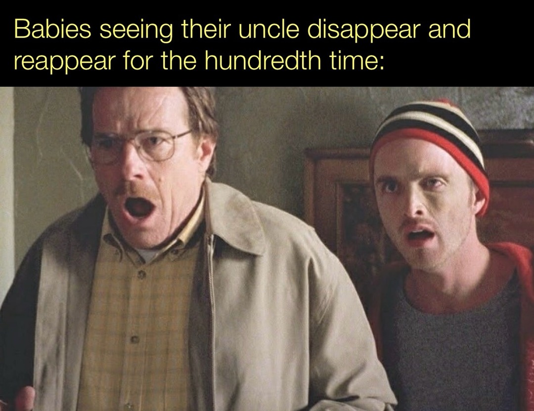Babies seeing their uncle disappear and reappear for the hundredth time: