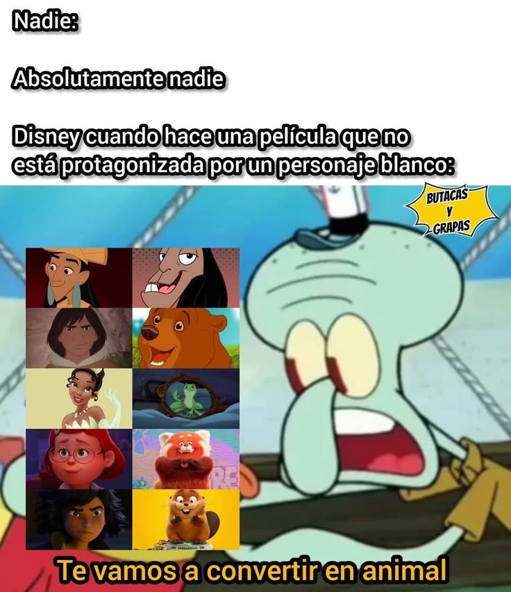 Nadie:
Absolutamente nadie
Disney cuando hace una película que no está protagonizada por un personaje blanco:
Te vamos a convertir en animal