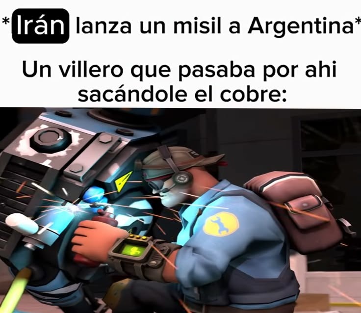 * Irán lanza un misil a Argentina*
Un villero que pasaba por ahi sacándole el cobre: