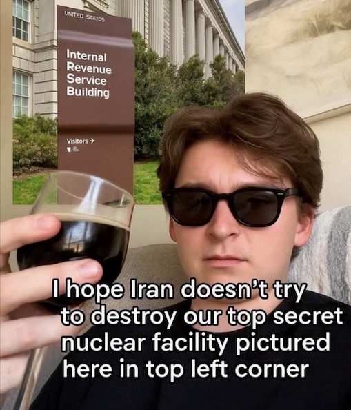 I hope Iran doesn't try to destroy our top secret nuclear facility pictured here in top left corner