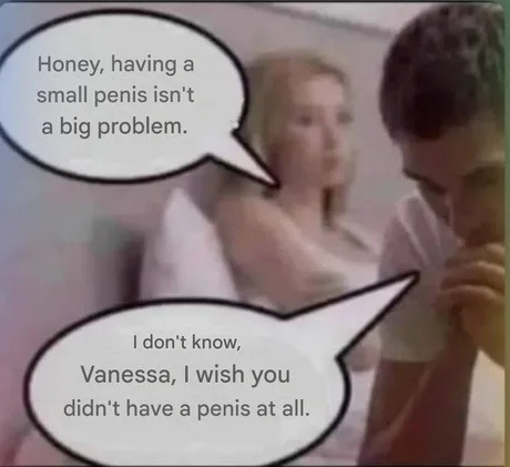 Honey, having a small penis isn't a big problem. I don't know, Vanessa, I wish you didn't have a penis at all.