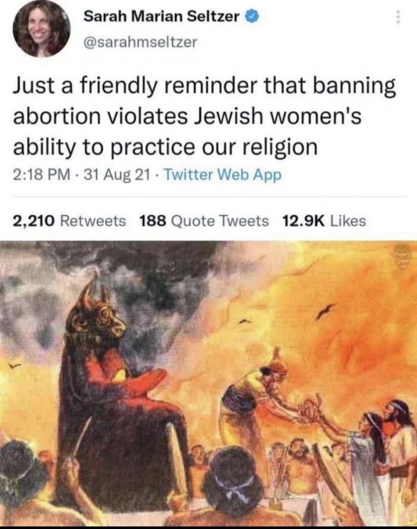 Just a friendly reminder that banning abortion violates Jewish women's ability to practice our religion